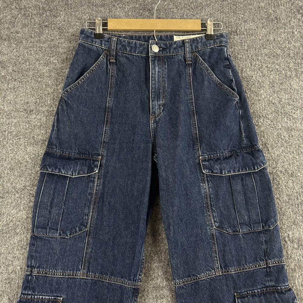 Rag & Bone Jeans Womens 26 Cailyn Cargo Wide Leg Utility Dark Blue Denim Relaxed - Picture 5 of 16